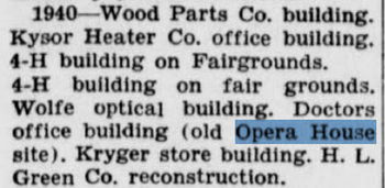 Cadillac Opera House - June 1951 Article